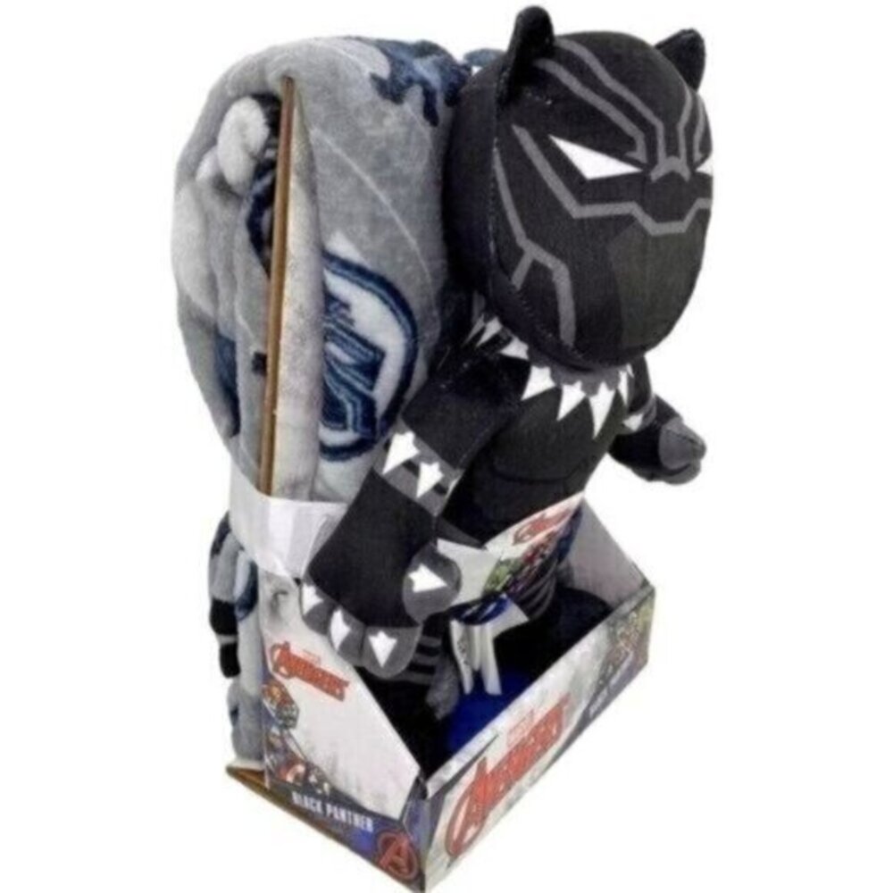 Marvel Avengers Black Panther Character Pillow and Throw Blanket Set New